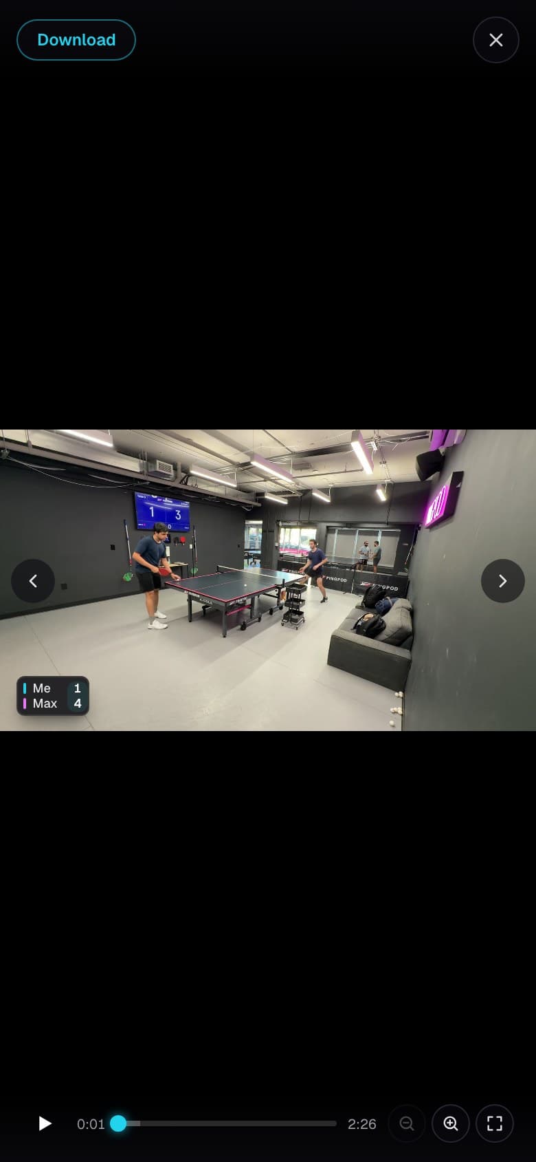 A highlights video playing on a phone, with the score in the corner