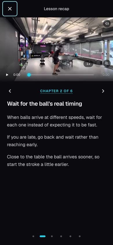 A lesson video recap playing, moving from one chapter to the next