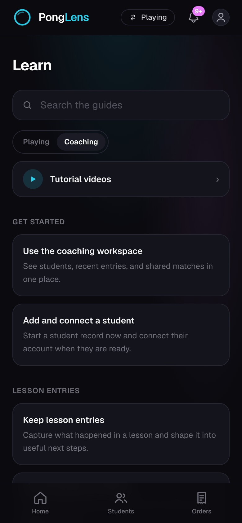 The Coaching Learn library selected on a phone