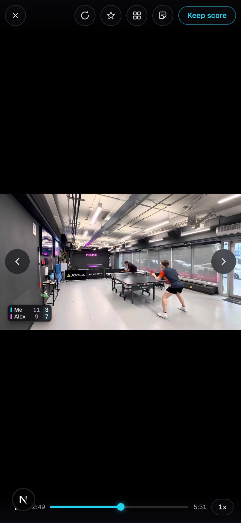 The full match player on a phone