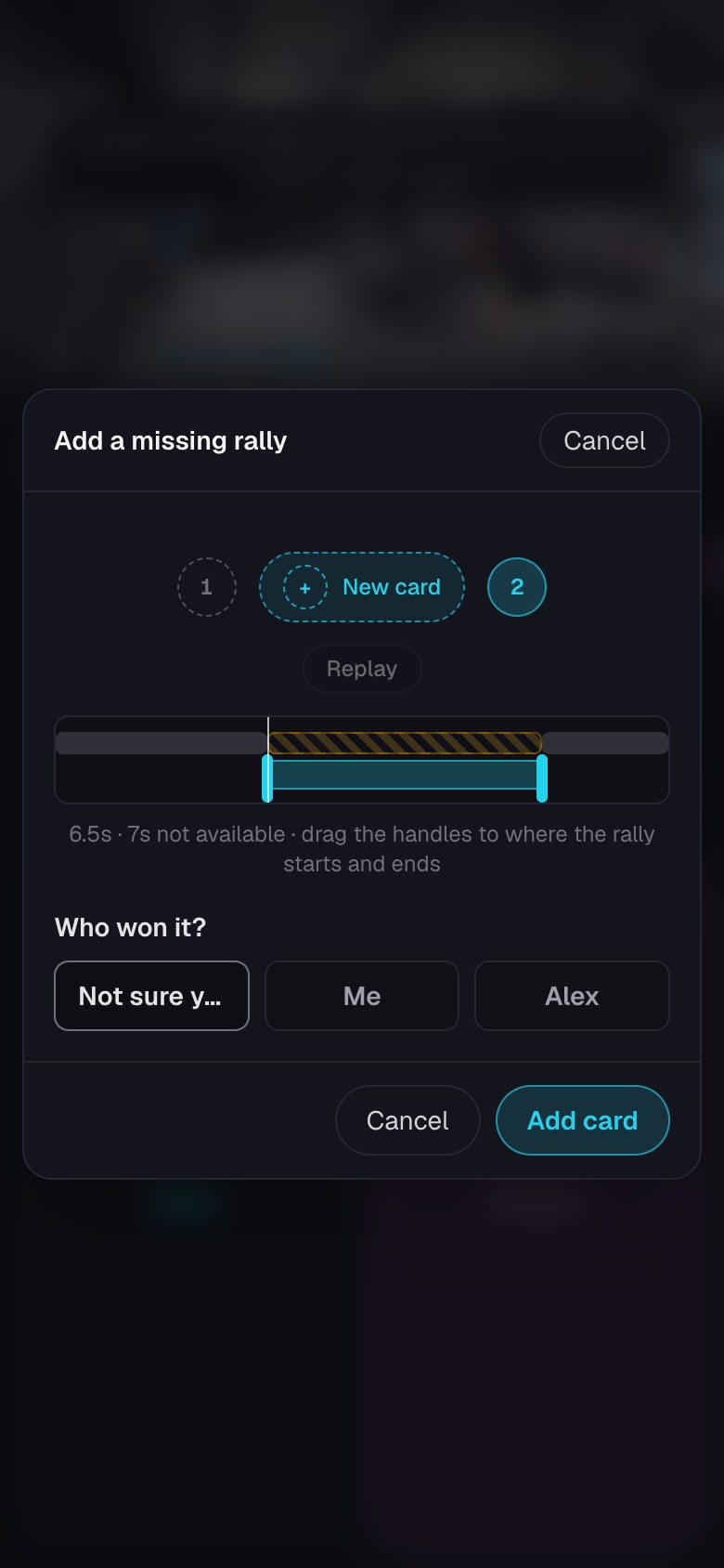 Missing-rally restoration controls on a phone