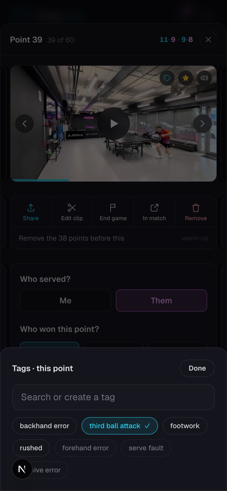 The tag picker with recent and suggested labels