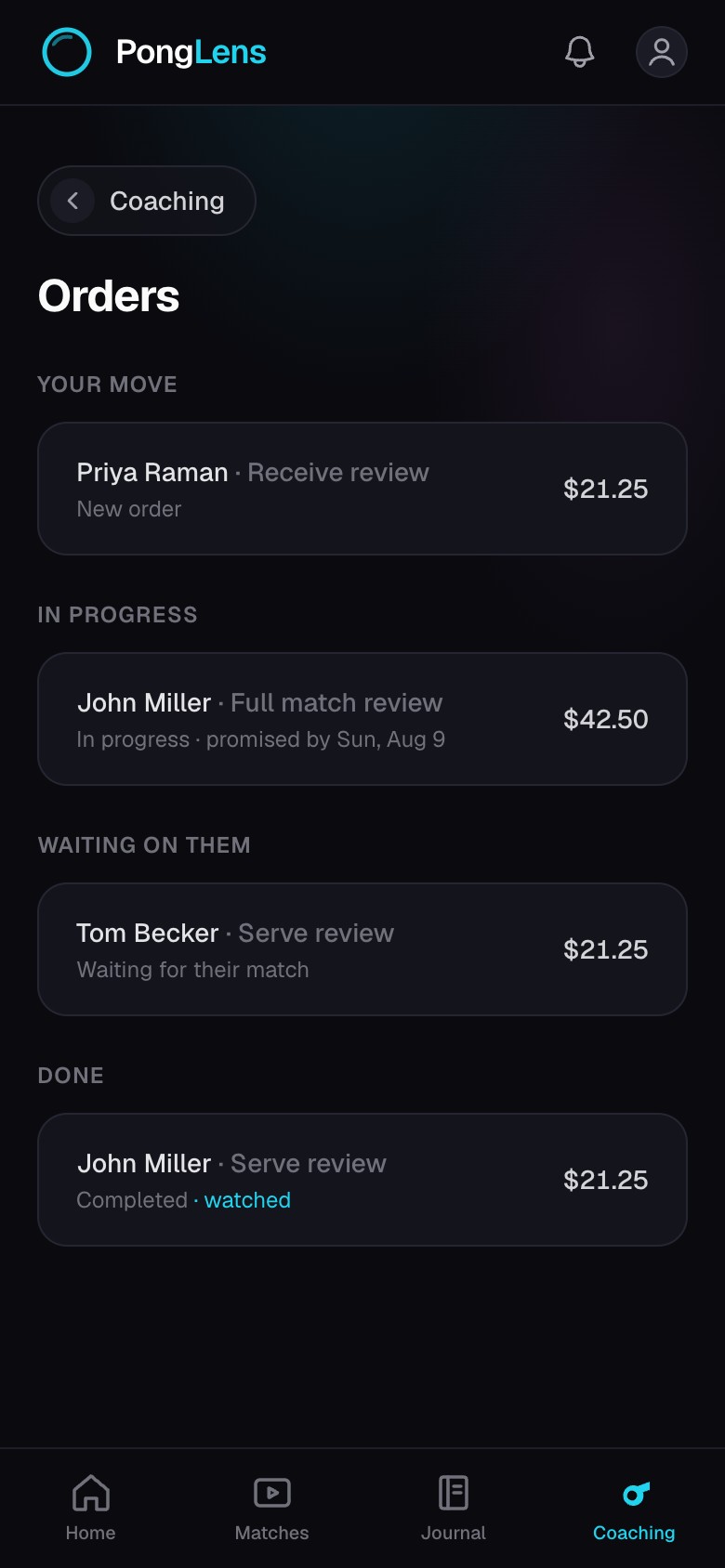 Receive and manage review orders