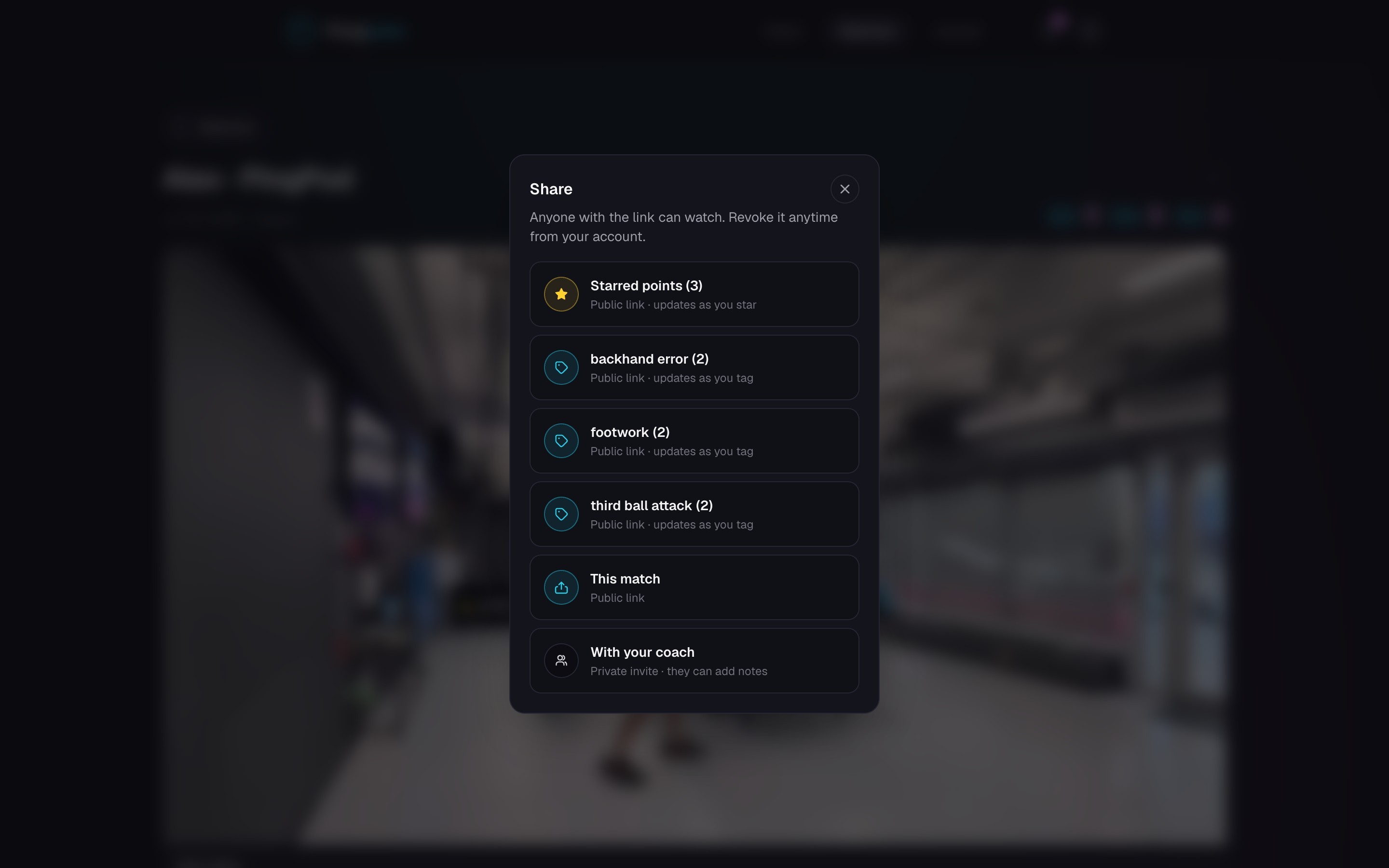 The public-link share sheet on desktop